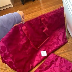 XL COACH Tote, matching small travel bag